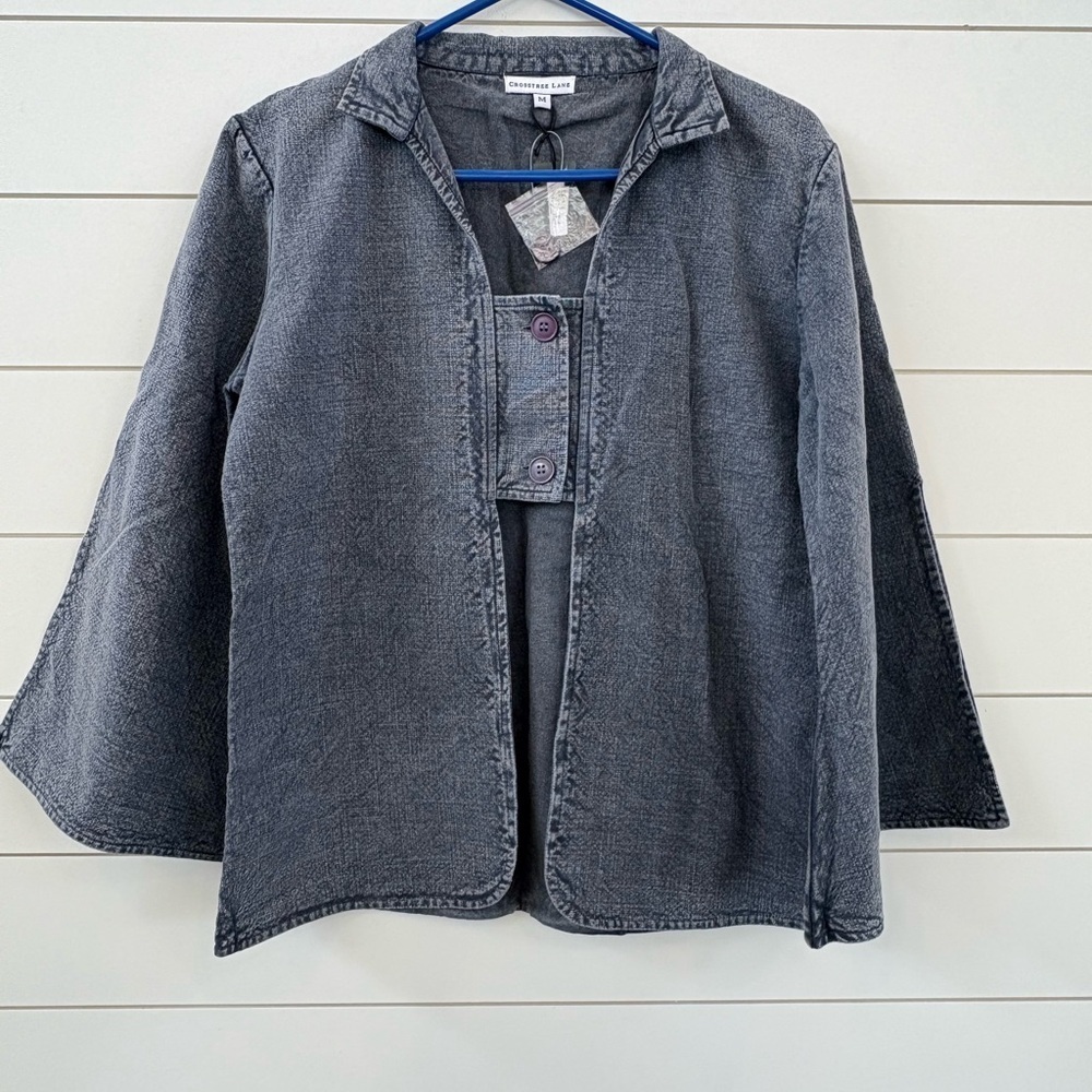 Crosstree Lane Women’s Jacket Bell Slit Sleeve Denim Gray